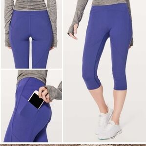 Lululemon Lead The Pack Crop 23" - Blue/Teal, Excellent condition, Size 4